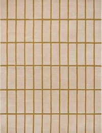 Check Bronze Yellow Geometric Hand-Tufted Wool Rug - Image 2