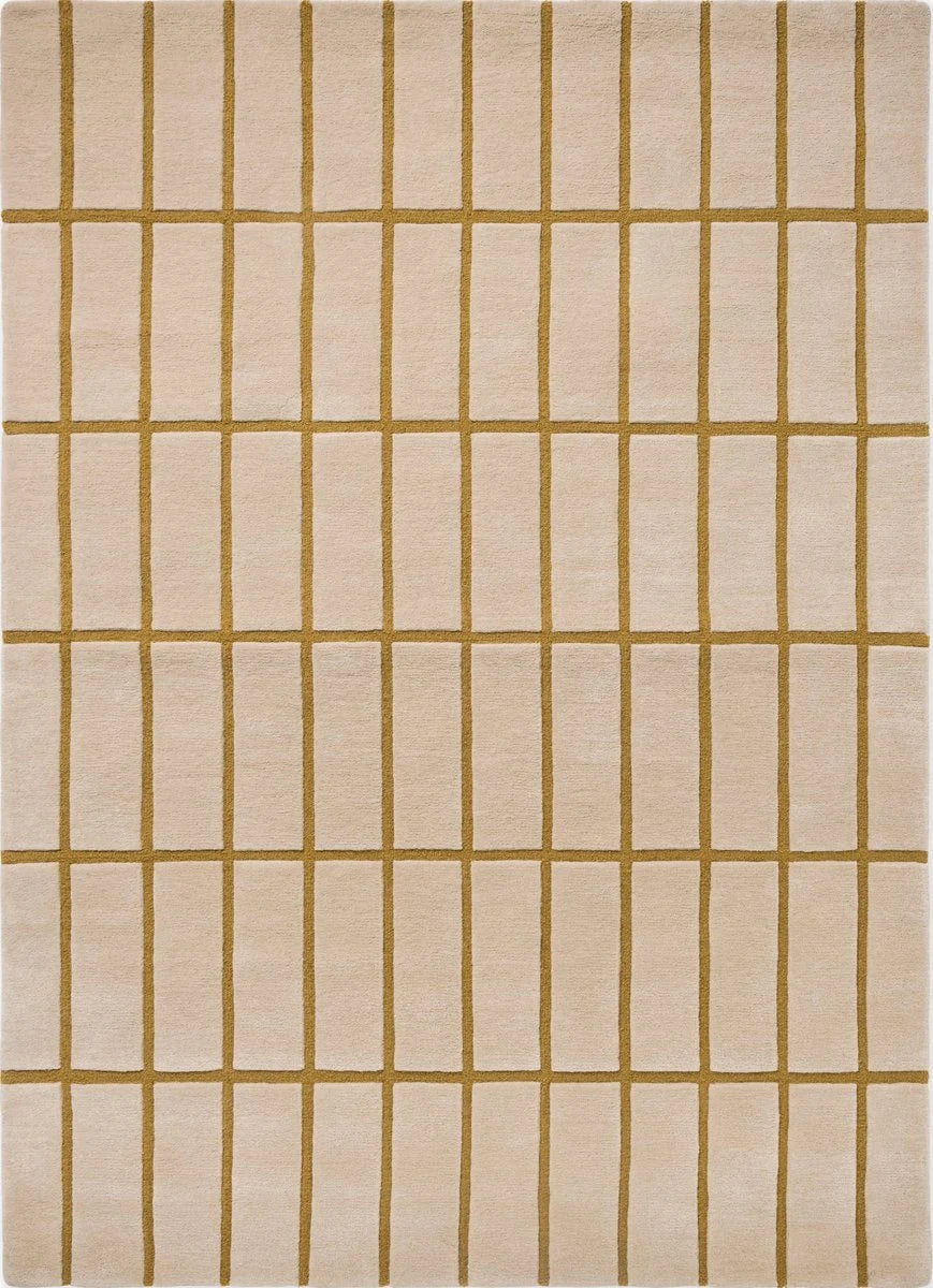 Check Bronze Yellow Geometric Hand-Tufted Wool Rug - Image 2