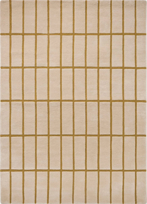 Check Bronze Yellow Geometric Hand-Tufted Wool Rug - Image 2