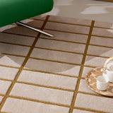 Check Bronze Yellow Geometric Hand-Tufted Wool Rug - Image 3