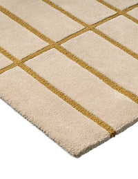 Check Bronze Yellow Geometric Hand-Tufted Wool Rug - Image 4