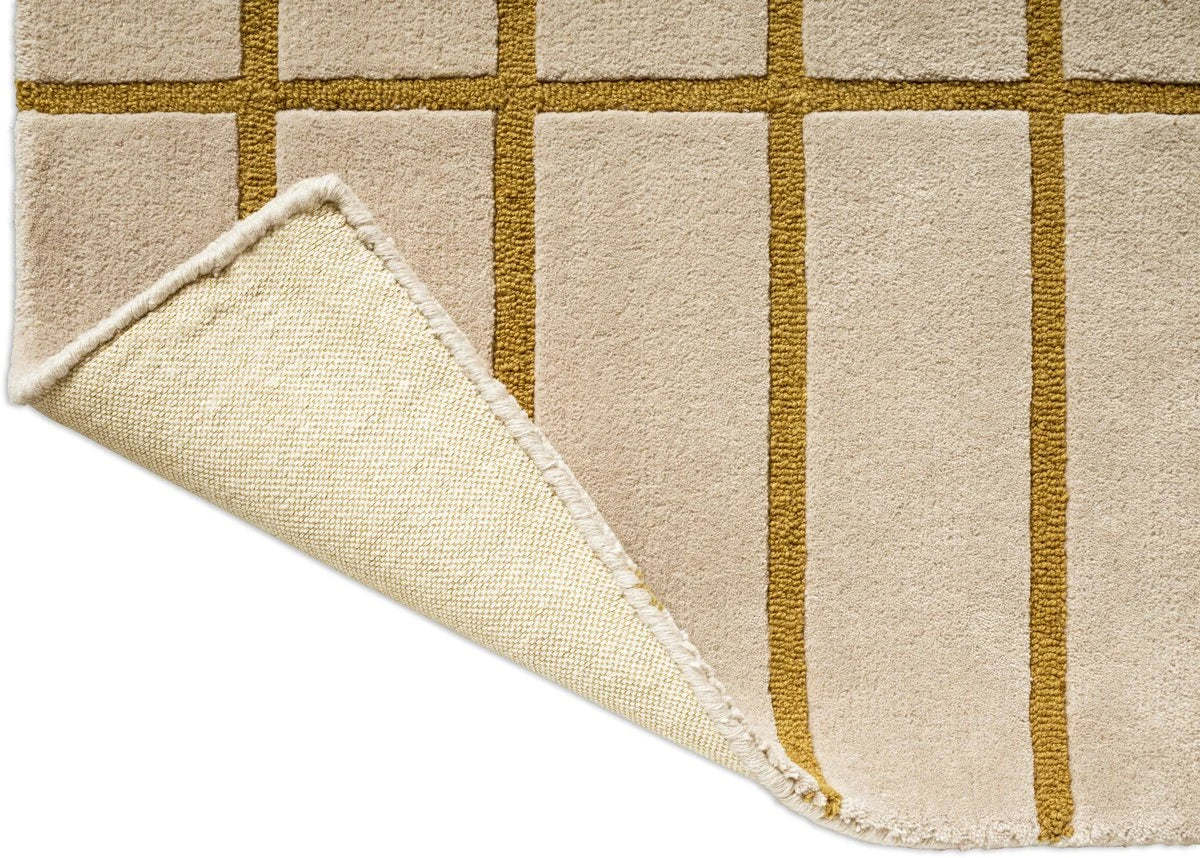 Check Bronze Yellow Geometric Hand-Tufted Wool Rug - Image 5