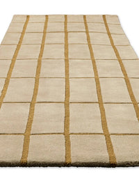Check Bronze Yellow Geometric Hand-Tufted Wool Rug - Image 8