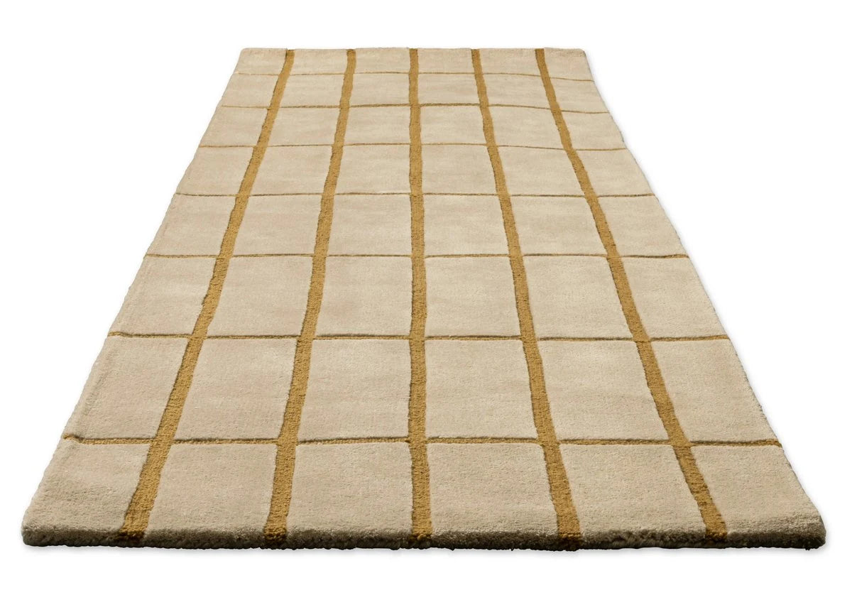 Check Bronze Yellow Geometric Hand-Tufted Wool Rug - Image 8