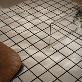 Check Fine Grid Ivory Geometric Hand-Tufted Wool Rug - Image 1