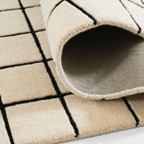 Check Fine Grid Ivory Geometric Hand-Tufted Wool Rug - Image 2