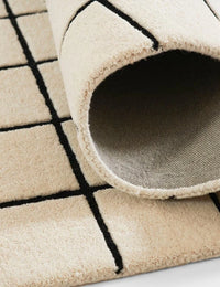 Check Fine Grid Ivory Geometric Hand-Tufted Wool Rug - Image 2