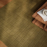Check Forest Green Geometric Hand-Tufted Wool Rug - Image 1