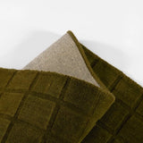 Check Forest Green Geometric Hand-Tufted Wool Rug - Image 2