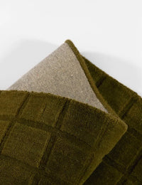 Check Forest Green Geometric Hand-Tufted Wool Rug - Image 2