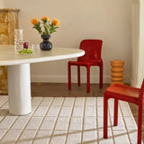 Check Natural White Geometric Hand-Tufted Wool Rug - Image 1