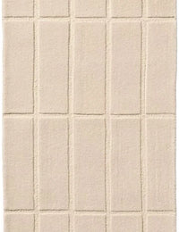 Check Natural White Geometric Hand-Tufted Wool Rug - Image 2