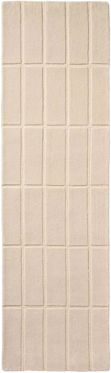 Check Natural White Geometric Hand-Tufted Wool Rug - Image 2