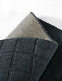 Check Navy Geometric Hand-Tufted Wool Rug - Image 2