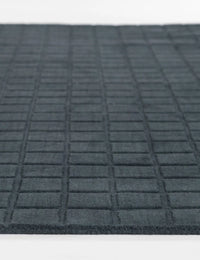 Check Navy Geometric Hand-Tufted Wool Rug - Image 3