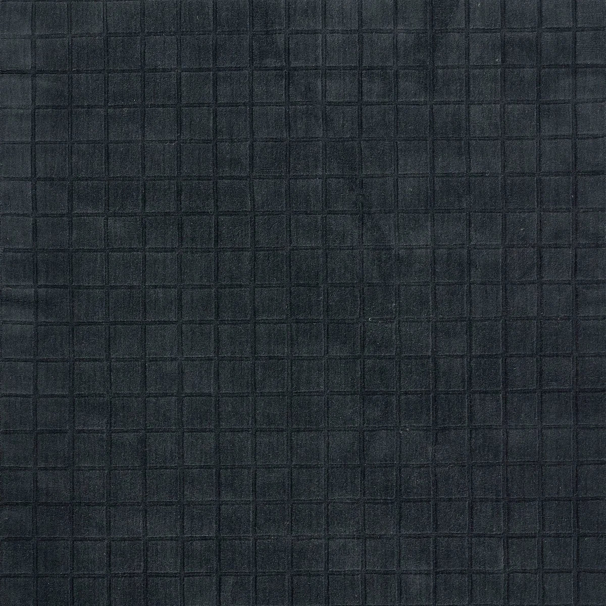 Check Navy Geometric Hand-Tufted Wool Rug - Image 4