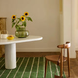 Check Olive Green Geometric Hand-Tufted Wool Rug - Image 1
