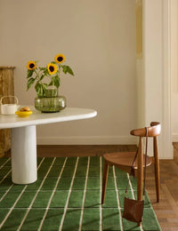 Check Olive Green Geometric Hand-Tufted Wool Rug - Image 1