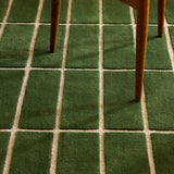 Check Olive Green Geometric Hand-Tufted Wool Rug - Image 3