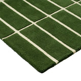Check Olive Green Geometric Hand-Tufted Wool Rug - Image 5