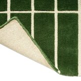 Check Olive Green Geometric Hand-Tufted Wool Rug - Image 6