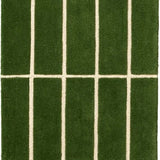 Check Olive Green Geometric Hand-Tufted Wool Rug - Image 8