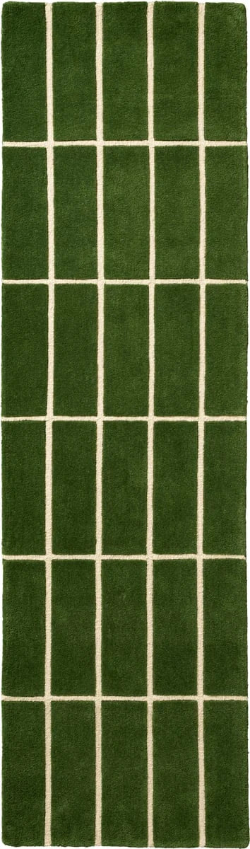 Check Olive Green Geometric Hand-Tufted Wool Rug - Image 8