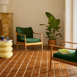 Check Plaid Brown Geometric Hand-Tufted Wool Rug - Image 1