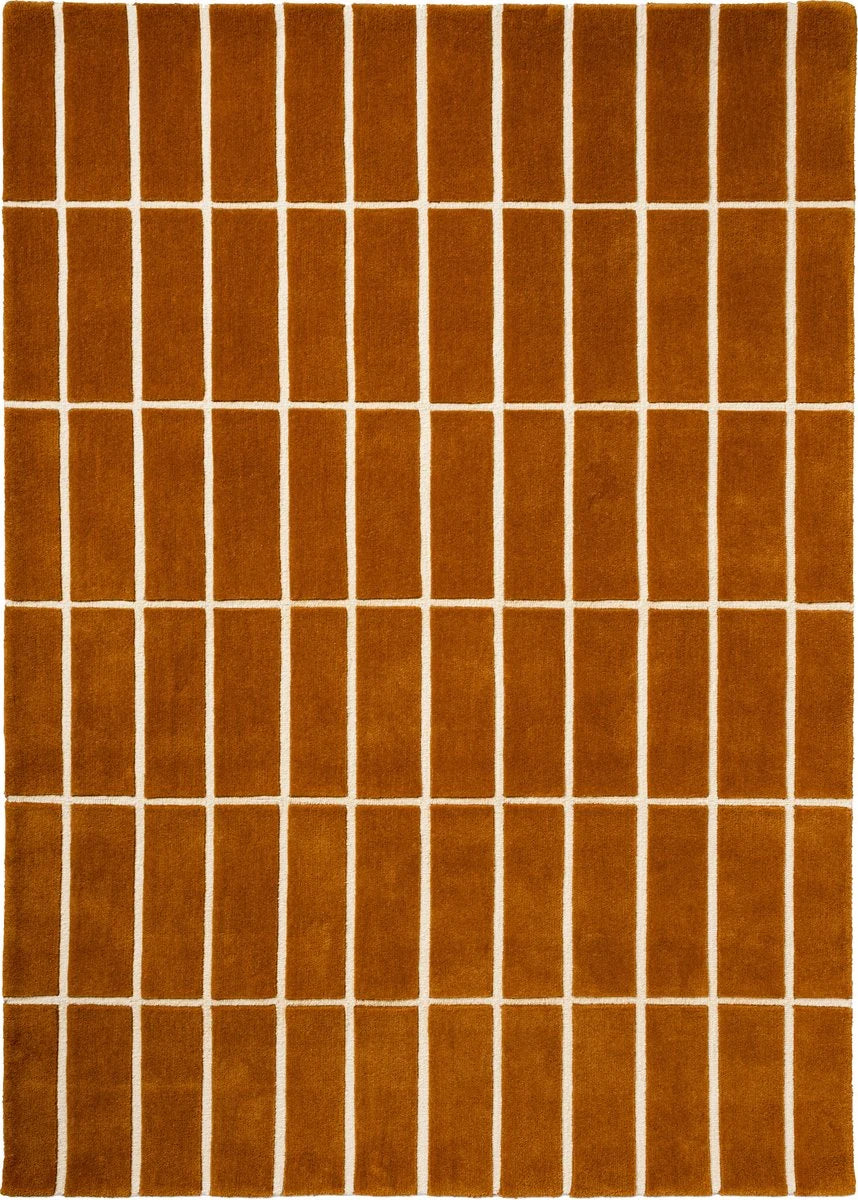 Check Plaid Brown Geometric Hand-Tufted Wool Rug - Image 2