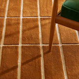 Check Plaid Brown Geometric Hand-Tufted Wool Rug - Image 3