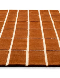 Check Plaid Brown Geometric Hand-Tufted Wool Rug - Image 4