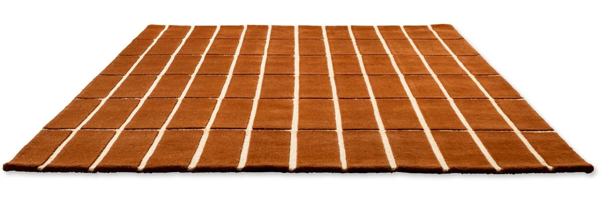 Check Plaid Brown Geometric Hand-Tufted Wool Rug - Image 4
