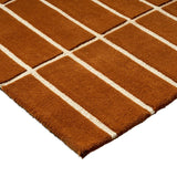 Check Plaid Brown Geometric Hand-Tufted Wool Rug - Image 5