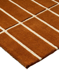 Check Plaid Brown Geometric Hand-Tufted Wool Rug - Image 5