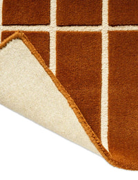 Check Plaid Brown Geometric Hand-Tufted Wool Rug - Image 6