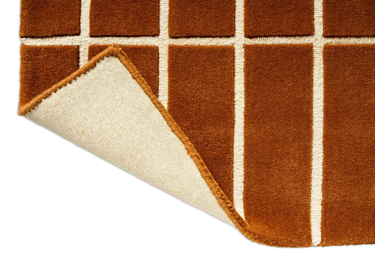 Check Plaid Brown Geometric Hand-Tufted Wool Rug - Image 6