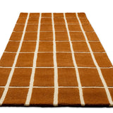 Check Plaid Brown Geometric Hand-Tufted Wool Rug - Image 7