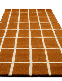 Check Plaid Brown Geometric Hand-Tufted Wool Rug - Image 7