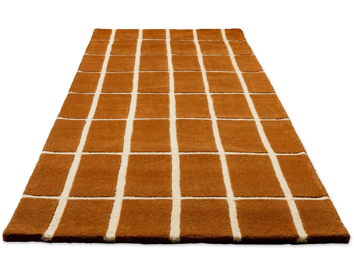 Check Plaid Brown Geometric Hand-Tufted Wool Rug - Image 7
