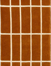 Check Plaid Brown Geometric Hand-Tufted Wool Rug - Image 8