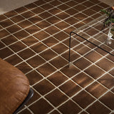 Check Windowpane Brown Geometric Hand-Tufted Wool Rug - Image 1