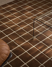 Check Windowpane Brown Geometric Hand-Tufted Wool Rug - Image 1