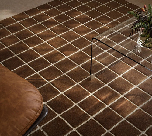Check Windowpane Brown Geometric Hand-Tufted Wool Rug - Image 1