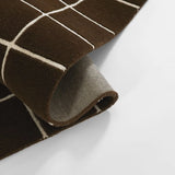 Check Windowpane Brown Geometric Hand-Tufted Wool Rug - Image 3