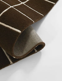 Check Windowpane Brown Geometric Hand-Tufted Wool Rug - Image 3