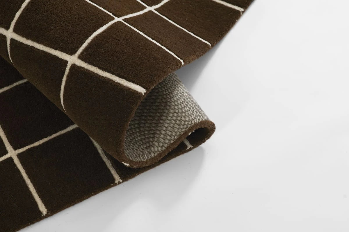 Check Windowpane Brown Geometric Hand-Tufted Wool Rug - Image 3