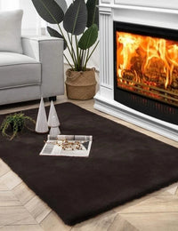 Chocolate Faux Rabbit Fur Rug - Image 1