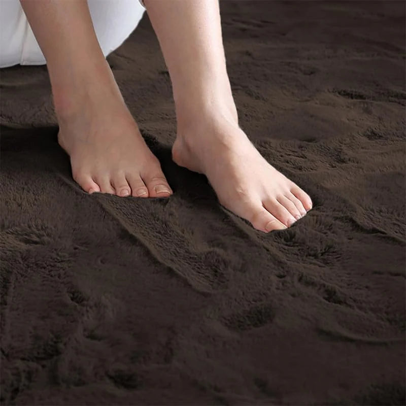 Chocolate Faux Rabbit Fur Rug - Image 3