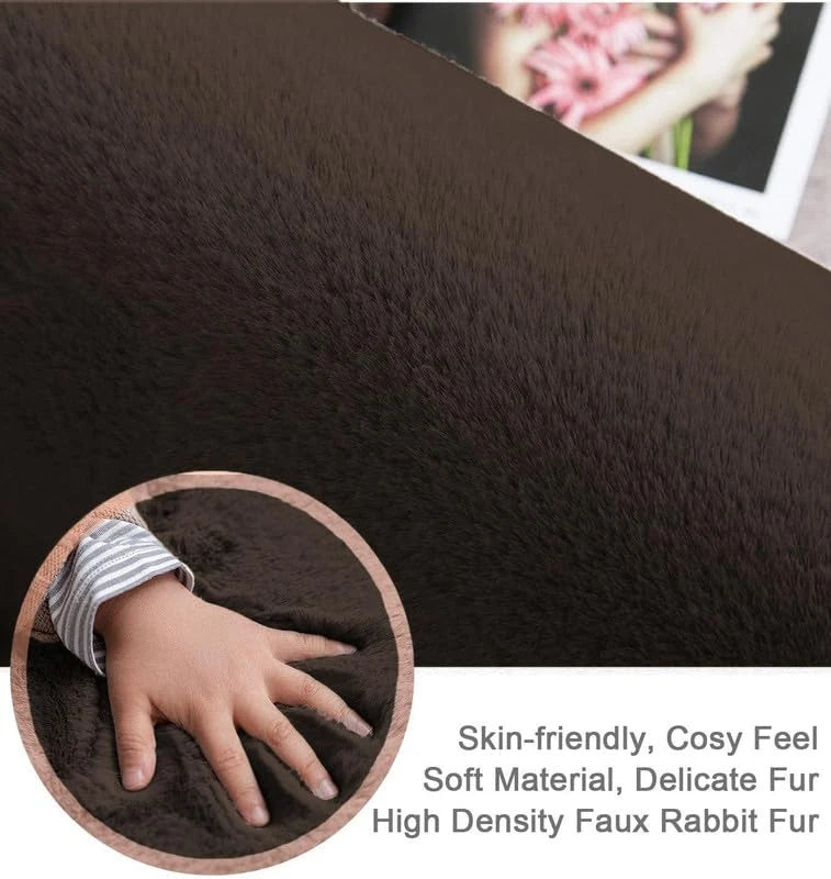 Chocolate Faux Rabbit Fur Rug - Image 4