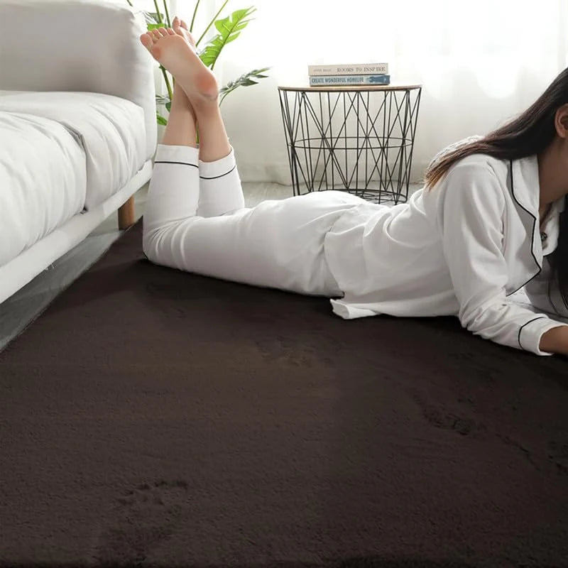 Chocolate Faux Rabbit Fur Rug - Image 5